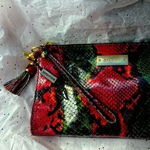 COPY - Brahmin Red and Green Snake Print Clutch